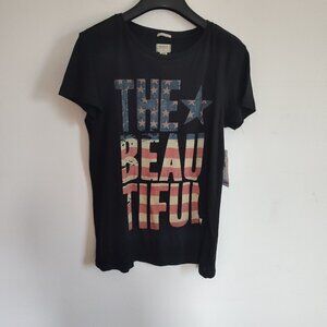 Ladies SZ XS  Denim & Supply Black Americana Graphic T-Shirt